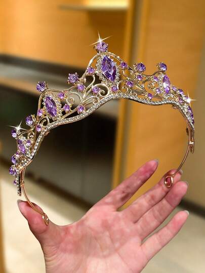 1件装女士奢华3D水晶皇冠，优雅奢华风格，发箍，适合各种节日、新娘头饰、伴娘配饰、生日礼物、皇冠、头饰、发饰、婚礼、派对