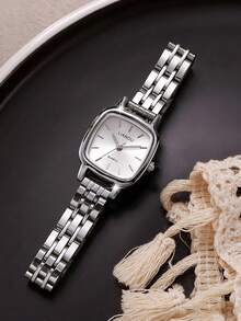 LIANDU 1 Damen Uhr, elegante hochwertige quadratische Zifferblatt Damen Quarzuhr, stilvolle Quarz Zeitanzeige mit hochwertigem Edelstahl Armband, geeignet für den täglichen Gebrauch, Abendveranstaltungen und besondere Anlässe, mit sorgfältig gefertigten Details, perfekt für den täglichen Arbeitsweg oder als Geschenk
