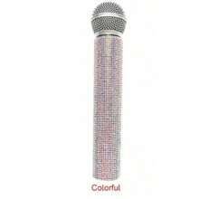 1pc Simulation Rhinestone Microphone Props, Home Bar Brilliant Mic Props Decorative Ornaments Party Favor, Speaking Practice Props