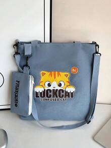 Canvas Tote Bag, Suitable For StudentsOne Shoulderer Bag, Crossbody Canvas Bag, Versatile & Large Capacity Backpack