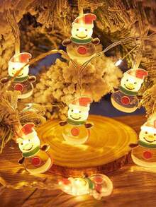 1 Set Christmas String Lights/Suction Cup Lights, Hanging Snowman Santa Claus Christmas Tree Decorative Lights, Window Display Decor, Holiday Celebration, Camping Atmosphere Lighting