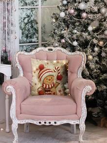 1 件圣诞装饰印花枕套，带有圣诞元素靠垫套、家居装饰、卧室装饰、节日装饰、派对装饰、圣诞枕头（不含枕芯）（单面印花）（无刺绣） - 彩色 - 查看 6