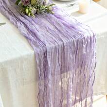 1 件/5 件/10 件浅紫色褶皱桌旗、折叠桌布、节日生日装饰、婚礼装饰、节日家居装饰、派对房间桌面装饰、紫色桌布、桌旗、淡紫色纯色桌布、生日装饰、婚礼装饰、2025 新年装饰、派对回礼、宝贝洗礼派对装饰