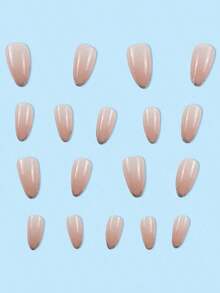 Beautify And Charm Yourself - 24pcs Short French Gradient Pink & White False Nails For Party, Dance, Daily Wear Press On Nails Nail Supplies - 粉紅色 2 - 查看 4