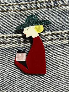 1pc Bohemian Style Acrylic Brooch, Handmade Elegant Lady Brooch With Cartoon Character Wearing Hat And Sunglasses, Creative Birthday Gift For Friends
