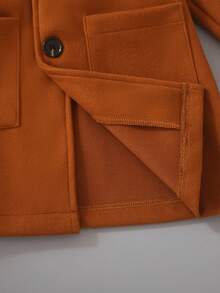 男童纯色休闲连帽长袖外套 - 棕色 - 查看 4