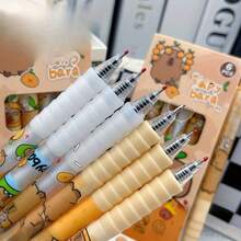 Capybara 6 Pcs Fashionable High-Quality Push Button Pens - 0.5mm Fine Point, Water-Based Ink, Plastic Material, Retractable Design - Suitable For School And Office Use Perfect For Back-To-School And Christmas Gifts