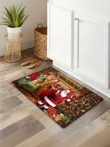 Santa Claus Printed Doormat - Polyester Absorbent Non-Slip Anti-Fouling Mat, Machine Washable, Knitted, Lightweight, Suitable For Home Bedroom/Living Room/Kitchen, Holiday Decor, Christmas Decoration Kitchen Rug - Multicolor - View 14