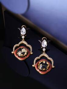 1 Pair Vintage Palace Style Earrings For Women | Fashionable Unique Design Suitable For Women's Casual Daily And Party Occasions | Gift