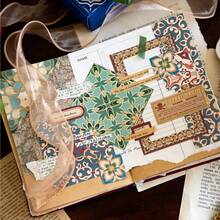 100 件/包复古花卉瓷砖贴纸、创意美学贴纸、DIY 装饰拼贴工艺材料、节日礼物、个性化剪贴簿学校用品 - 紫色 - 查看 9