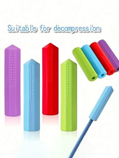 Topes de lápiz de silicona diseñados para el autismo y el TDAH, adecuados para masticadores de lápices, múltiples colores disponibles, tamaño para adultos, tapas de lápiz masticables para aliviar el estrés, ideales para la ansiedad, el autismo y el TDAH, regalo de relajación, aumenta la conciencia sobre el TDAH