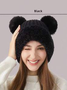 1pc Women's Warm Winter Hat, Thick Knit Hat, Winter Accessory, Hat, Women's Winter Beanie, Hat, Winter Hat, Christmas Hat, Gift For Her, Men's Hat, Suitable For Daily Wear, Commuting Outfit