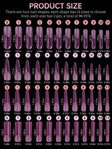 96PCS Pink Matte Dual Nail Forms Kit Full Cover Nail Mold Tips Acrylic Nail Extension Tools 4 Styles 12 Sizes Scale For Poly Nail Gel Salon Nails Design - Pink - View 3