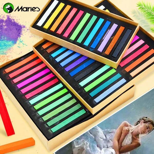 Juego especial de tizas para artistas Marley - 12/24/36/48 colores brillantes, barras de arcilla en polvo lavables, equipadas con punta de bolígrafo, adecuadas para pintar en la pizarra, etc., muy apropiadas para el invierno y el Año Nuevo