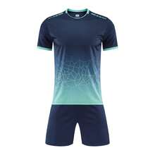 两件套个性化足球服 - 可定制姓名、号码和球队标志印花短袖T恤+短裤训练运动套装及休闲服，时尚、潮流、嘻哈、休闲、简约别致、个性化、定制、独一无二、男士服装、胶囊衣橱、男士基础/街头风格，送给他、男友、家人、朋友的理想礼物，适合生日、度假/节日、学校/比赛、运动/攀岩等春夏场合。 - 寶藍色 - 查看 2
