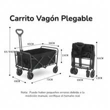 Carro utilitario plegable para acampar de 1 pieza, resistente: marco de metal resistente, 4 ruedas todoterreno, mango ergonómico y diseño plegable, adecuado para acampar, jardín, transporte (no requiere electricidad), equipo para acampar, portaherramientas de jardín, diseño plegable, construcción robusta - Negro - Ver 1