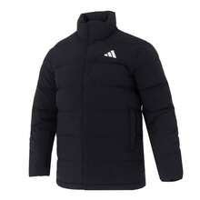Adidas 男士羽绒服 HELIONIC MID J，常规版型，主要材质：80% 聚酯纤维羽绒，户外保暖羽绒服，黑色，KH3994 - 黑色 - 查看 2