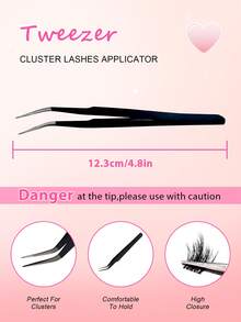 60片C型卷翘自粘假睫毛套装，8-16毫米，按压式DIY睫毛嫁接，可重复使用，单根睫毛，无需胶水，易于佩戴，不留粘性残留物 - 黑色 - 查看 6
