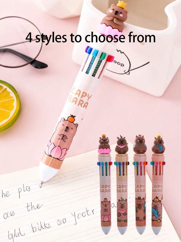 Juego de 10 bolígrafos de punta de bola con diseño de capibara, artículos de papelería creativos, bolígrafos para diarios de estudiantes y útiles escolares frescos y elegantes. Este juego de 10 bolígrafos de colores cuenta con bolígrafos de plástico retráctiles de botón, sin necesidad de baterías, y una variedad de colores. Adecuado para niños mayores de 14 años, es un excelente planificador diario. Un lindo bolígrafo para escribir tanto para niños como para niñas.