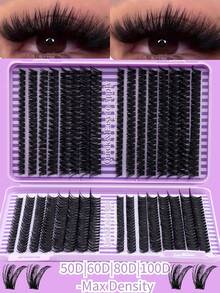 Large Capacity Eyelash Book 640pcs Russian Lash Extensions Spikes Lash Individuals 3D Volume Eyelash Clusters D-Curly Lash Clusters DIY Eyelash Extensions,50D/60D/80D/100D Reusable Individual Segmented False Eyelashes Wispy&Ultra Soft DIY Eyelash Extension At Home Lash Clusters, Eyelash Clusters, Individual Eyelashes, Lashes, Fake Lashes - Black - View 3