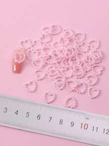 50 Peças de Ornamentos de Unha em Forma de Coração com Pérolas, Decorações de Arte de Unha 3D com Pérolas, Ornamentos de Unha Fofos, Suprimentos de Arte de Unha para o Dia dos Namorados, Artesanato de Unha com Pérolas em Forma de Coração Vazado Rosa e Branco, Decorações de Unha