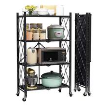 Folding Trolley Cart Shelf Storage Rack Rolling Office Wheels Metal 3/4/5 Tier - Black - View 13