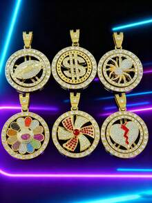 1 mặt dây chuyền xoay thời trang với dây chuyền bện 22 inch, phụ kiện trang sức mặt dây chuyền xoay cá nhân hóa dành cho nam giới, thích hợp để đeo hàng ngày - Dây chuyền mặt xoay - Xem 2