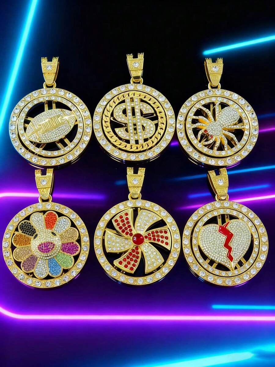 1 mặt dây chuyền xoay thời trang với dây chuyền bện 22 inch, phụ kiện trang sức mặt dây chuyền xoay cá nhân hóa dành cho nam giới, thích hợp để đeo hàng ngày