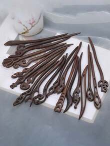 Wooden Hair Stick, Japanese Style Wooden Hair Bun Stick, Casual Wooden Hair Clip, Handmade Wooden Hair Stick, Hair Bun Accessory - Multicolor - View 1