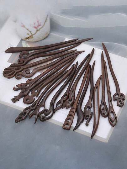 Hårspinne i trä, hårknutspinne i trä i japansk stil, hårspänne i trä i vardagsstil, handgjord hårspinne i trä, hårknutstillbehör