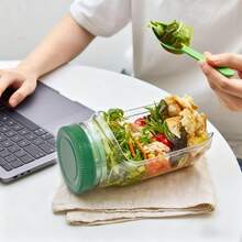 1 New Salad Box With Side-Opening Lid, Suitable For Office Meals And Fitness Meals. It Can Be Given As A Gift To Your Boyfriend. Vertical Layered Salad Container With Built-In Bowls And Transparent Lids, A Space-Saving Kitchen Storage Box. Salad Canister, Christmas Gift, Holiday Gift, Also Suitable For Offices, Schools, Picnics, Refrigerators, Lunches, Breakfasts, Snacks, Salads, Nuts, Waffles, Fresh Food, Snacks, And Cookie Boxes. - Multicolor - View 3