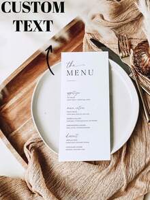 20pcs Custom Elegant Minimal Wedding Menu, Personalized Modern Script Dinner Menu, Editable Reception Menu, Minimalist Wedding Menu Card, Custom Menu Template, Elegant Wedding Supplies, Wedding Reception Menu, Engagement Party Menu, Bridal Shower Menu, Anniversary Dinner Menu, Customizable Menu Design - Multicolor - View 2