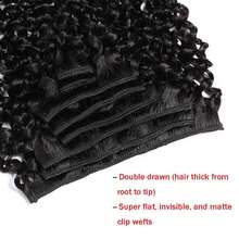 BINF Discount Bundle Item Kinky Curly Clip In Hair Extensions Human Hair 8-24 Inch Curly Hair Extensions Clip In Human Hair 120g/Set Clip-In Full Head For Women Annual Low-Price Item 3C 4A 4B Afro Kinky Curly Hair Clip Ins Soft Real Human Hair Brazilian Virgin Remy Hair Thick Ends Invisible & Scalp-Friendly Double Weft 8Pcs With 20Clips Dinner Date Style Clip Virgin Human Hair Bundle Weft For African Women Afro Kinky Curly Clip Ins Bundles Elegant Vintage - Natural Black - 查看 6