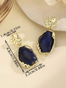 1 Pair Boho Chic Resin Minimalist Classic Versatile Earrings - Navy Blue - View 4
