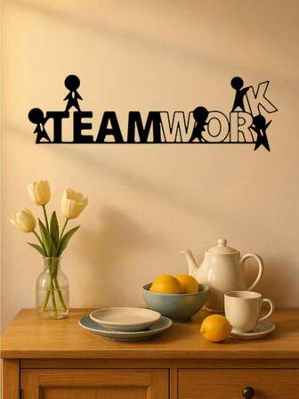 Hello Young Vintage Iron Mural With "TEAMWORK" Design. Perfect For Offices And Modern Spaces, This Weather-Resistant And Durable Piece Makes Ideal Corporate Art Or Business Gifts,Suitable For Modern Home Decor, Home Decoration, Room Decor, Bedroom Decor, Bathroom Decor, Waterproof, Rust Proof And Durable,Wall Decor, Birthday Gift