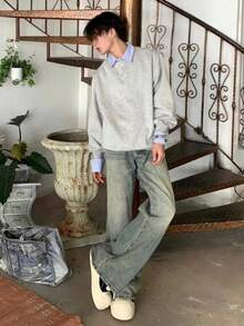 トレンディブランドカラーブロッキングとパッチワークのカップル用フーディー メンズ用 春用 疑似ツーピースデザイン ロングスリーブトップ アメリカンレトロ シャツ - ブラック - チェックする 4