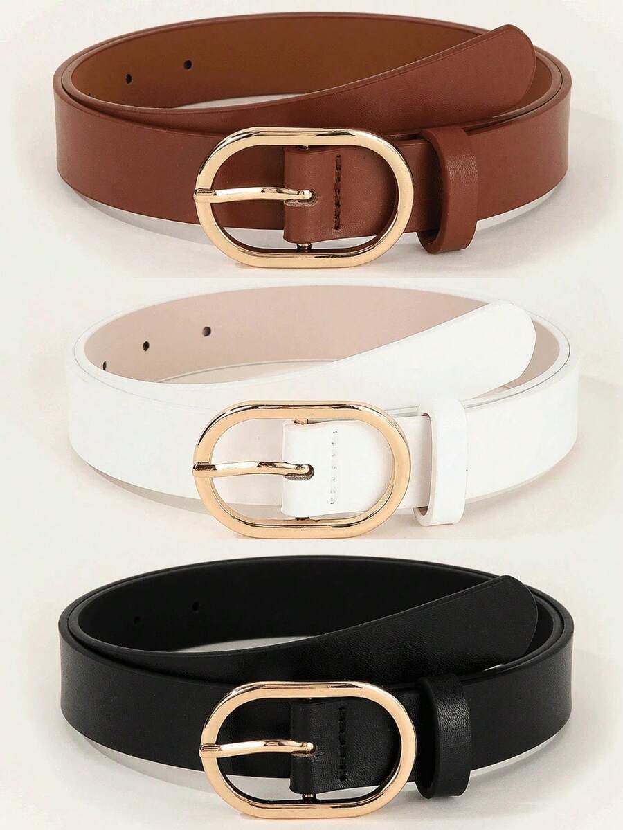 3pcs Gold Square Belt, Suitable Dresses,-Shirts, Casual Pants, Fashion Elegant Ladies Waist Belt Summer, School Fall, Autumn, Halloween