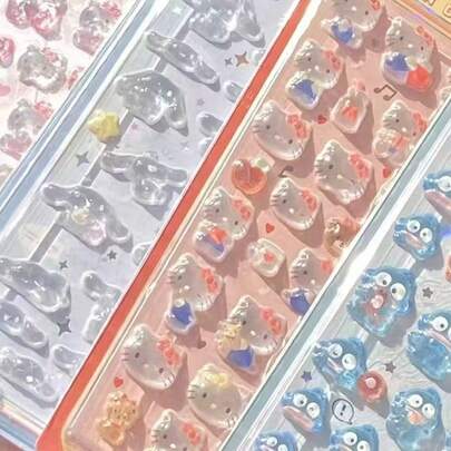 Sanrio Cartoon Gemstone Sticker| 3D Acrylic Handmade Sticker| Three-Dimensiona Sticker| DIY Jigsaw Assembling| Cartoon Decoration Luggage,Guitar,Water Cup,Phone Case,Laptop Gift Decal,Stickers