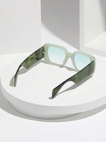 大号方形镜框简约优雅太阳镜，百搭女士多彩夏季时尚渐变镜片拼接波西米亚风 PC 太阳镜，四季遮阳外出装户外海滩海滨度假，馈赠亲朋好友的礼物 - 彩色 - 查看 8