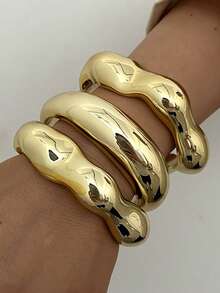 6/3pcs Set Vintage Exaggerated Luxurious Gold Resin Bangle Bracelet Set, Suitable For Women's Daily, Party, Date, Wedding, Festival Wear, Stackable, Perfect Gift