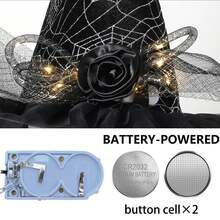 1pc Witch Hats With Lights Halloween Adult And Teens Women's Large Witches Hat Costume Accessories For Party Cosplay Sorcerer Cap For Festival Party Masquerade For Halloween Party Decorations, Witch Hat For Women - 黑色(蝴蝶結) - 查看 8