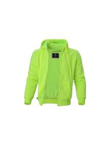 Men's Autumn And Winter Tops, Men's Fleece Jackets, Simple And Pure Color, Thickened Fleece, Warm In Winter, Windproof When Going Out - 螢光黃 - 查看 2