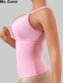 1pc Ms.Curve Waist Trainer, Colombian Women Shapewear, Compression Sports Fitness Vest, Postpartum Workout Suitable, With Zipper And Hooks