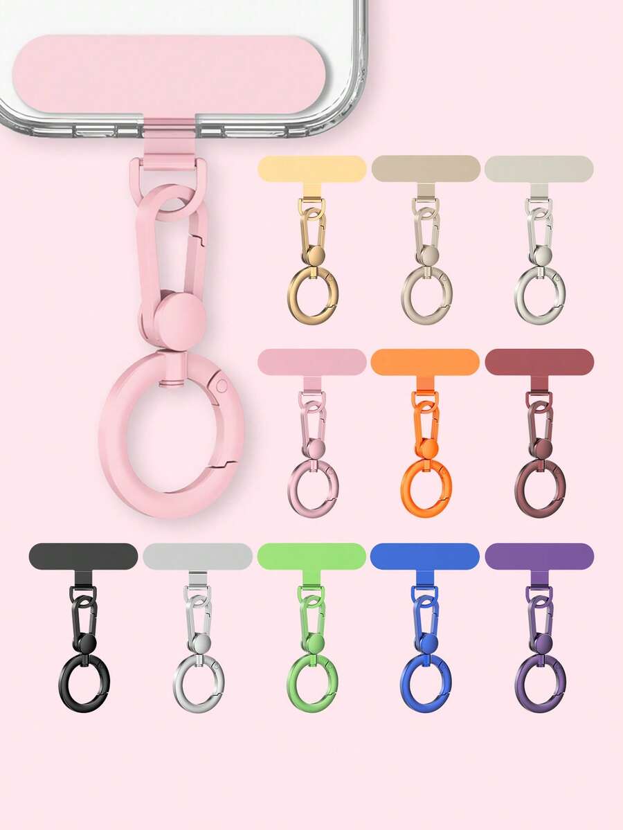 360°旋转手机挂绳夹 - 多功能金属手机配件，便捷携带支架 - 彩色 - 查看 1