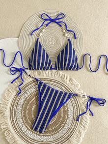 Sultry Sol Conjunto de bikini a rayas para vacaciones en la playa de mujer - Multicolor - Ver 2