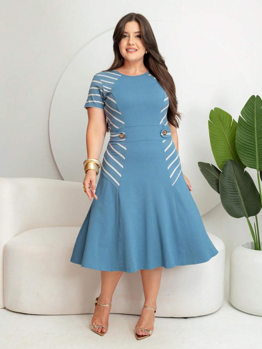 Midi Godet Dress Evangelical Fashion M, G And GG - Màu xanh lam - Xem 1