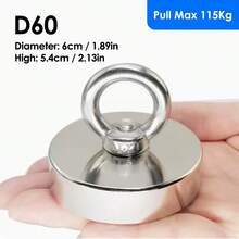 1 szt. | Siła naciągu 5-52 kg (≈11-115 funtów), magnes neodymowy z pierwiastkami ziem rzadkich serii D16-D42 do łowienia ryb i montażu na ścianie, wytrzymały okrągły magnes z oczkiem do podnoszenia/otworami centralnymi i wkrętami (łatwy do zawieszenia/montażu), średnica 16/20/25/32/36/42 mm, do wydobycia przedmiotów z jeziora/plaży/trawnika/rzeki/stawu i organizacji domu (przechowywanie na ścianie)