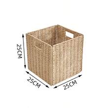1 pieza de cesta de lavandería tejida a mano, caja de almacenamiento multiusos para ropa y juguetes, diseño plegable, adecuada para el baño y el almacenamiento en el dormitorio, cesta de almacenamiento para el baño. También disponible: caja de almacenamiento abierta de cuerda de papel, cesta de alimentos de color marrón claro, caja de almacenamiento plegable para el dormitorio, cesta de mimbre con asa. - Multicolor - Ver 16