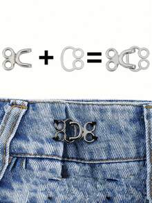 6颗金属合金隐形纽扣，固定扣，隐形钩眼扣，适用于外套、皮草夹克和牛仔裙 - 可调节腰钩，金色和黑色，缝纫用品，服装配饰|简约纽扣设计|耐用纽扣 - 彩色 - 查看 5