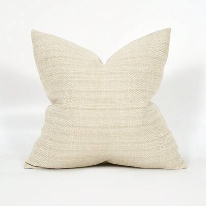 1pc Luxury Decorative Linen Throw Pillow Cover, Square Sofa Cushion Cover, Modern Woven Pillow Sham, No Filling, Suitable For Sofa, Living Room, Bedroom, Farmhouse, Also As Gift, All Season